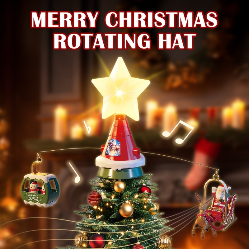 Outdoor Power For Christmas Lights - Christmas Tree Top Rotating Carousel with