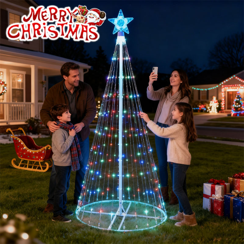 Outdoor Power For Christmas Lights - Solar-Powered LED Waterfall String Lights Christmas