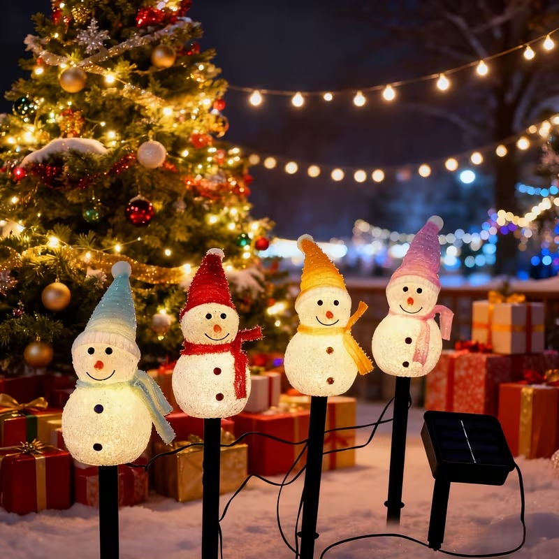 Outdoor Power For Christmas Lights - 1-4PCS Christmas Solar Powered Snowman Lights