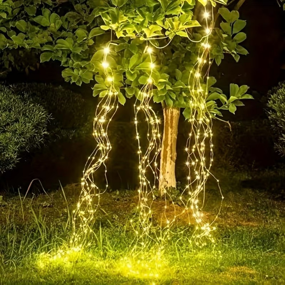 Outdoor Power For Christmas Lights - 3M600LED Solar Powered Willow Vine Cascading