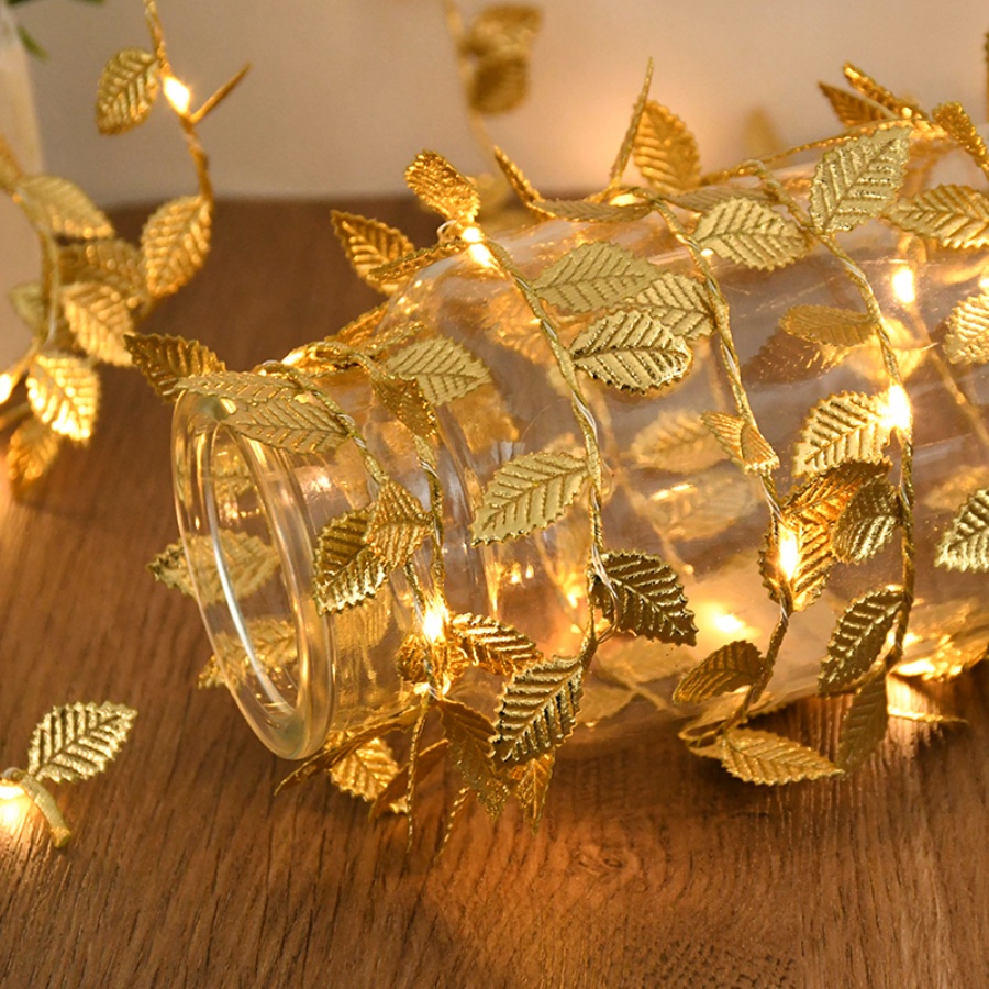 Outdoor Power For Christmas Lights - Golden Leaf Rattan Copper Wire String