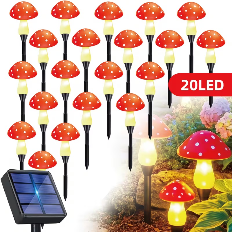 Outdoor Power For Christmas Lights - Solar-Powered LED Mushroom Lights Outdoor Garden