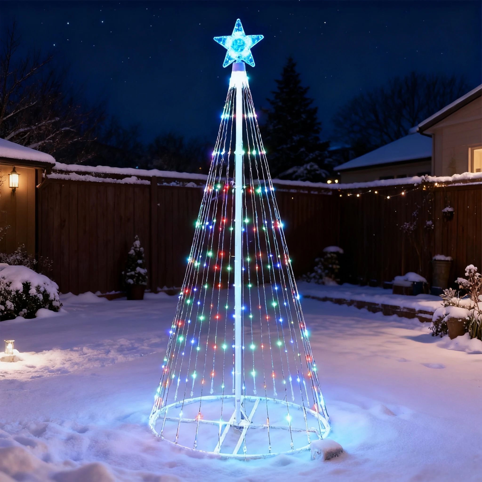 Solar-Powered LED Waterfall St - Outdoor Power For Christmas Lights 评论和价格