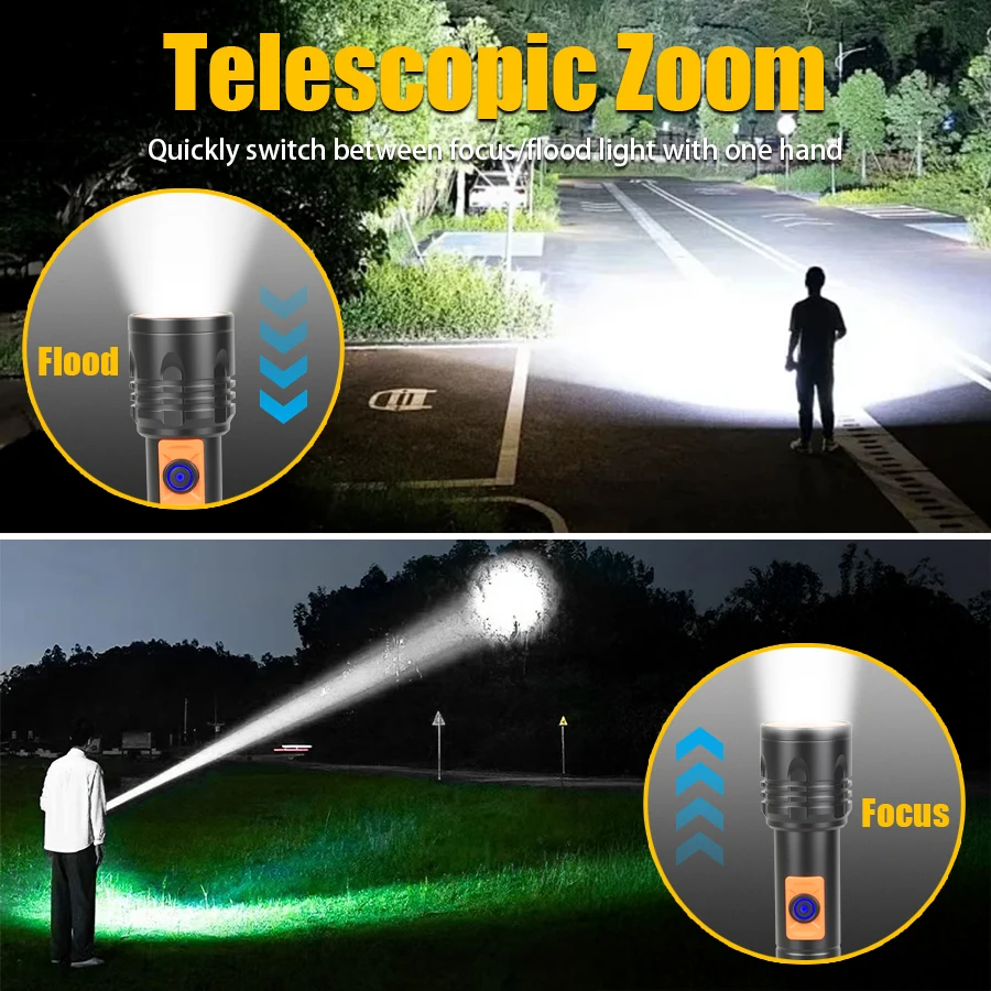 High Power LED Flashlight USB  - Outdoor Power For Lights 评论和价格