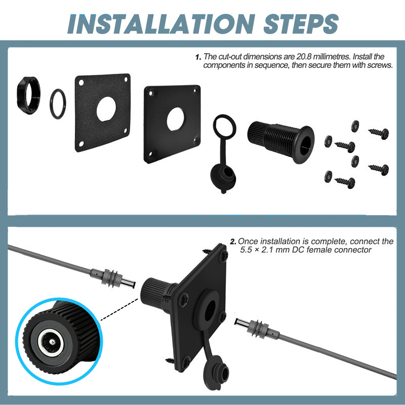 IP65 Waterproof DC5521 Panel M - Outdoor Power Jack 评论和价格