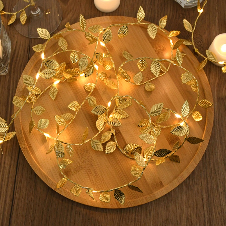 Golden Leaf Rattan Copper Wire - Outdoor Power For Christmas Lights 评论和价格