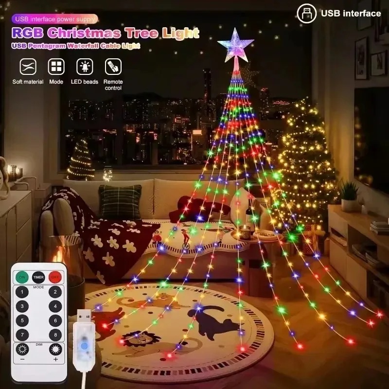 USB Powered Star Waterfall LED - Outdoor Power For Christmas Lights 评论和价格