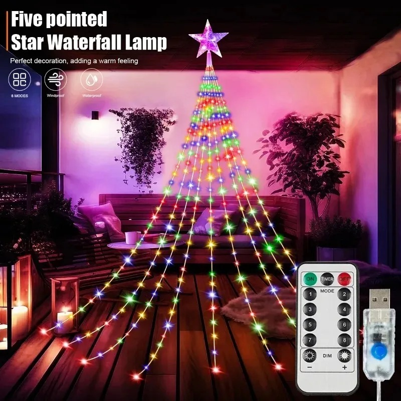 USB Powered Star Waterfall LED - Outdoor Power For Christmas Lights 评论和价格