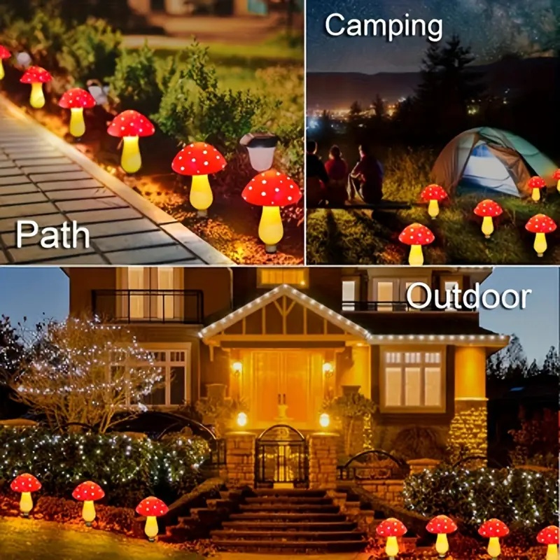 Solar-Powered LED Mushroom Lig - Outdoor Power For Christmas Lights 评论和价格