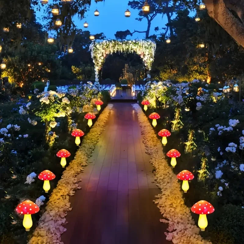 Solar-Powered LED Mushroom Lig - Outdoor Power For Christmas Lights 评论和价格