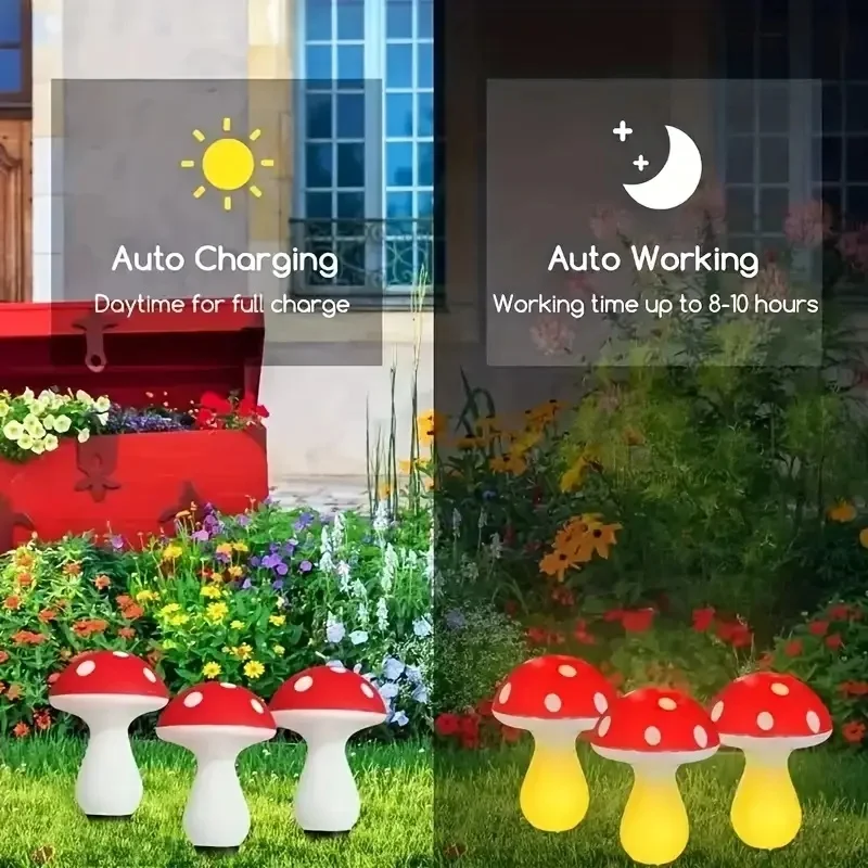 Solar-Powered LED Mushroom Lig - Outdoor Power For Christmas Lights 评论和价格