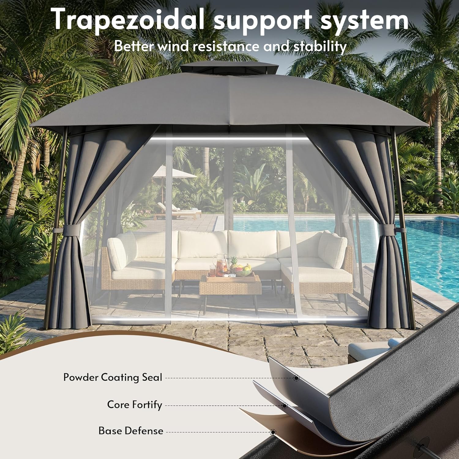 Outdoor Patio Gazebo 10x12 wit - Outdoor Power For Gazebo 评论和价格