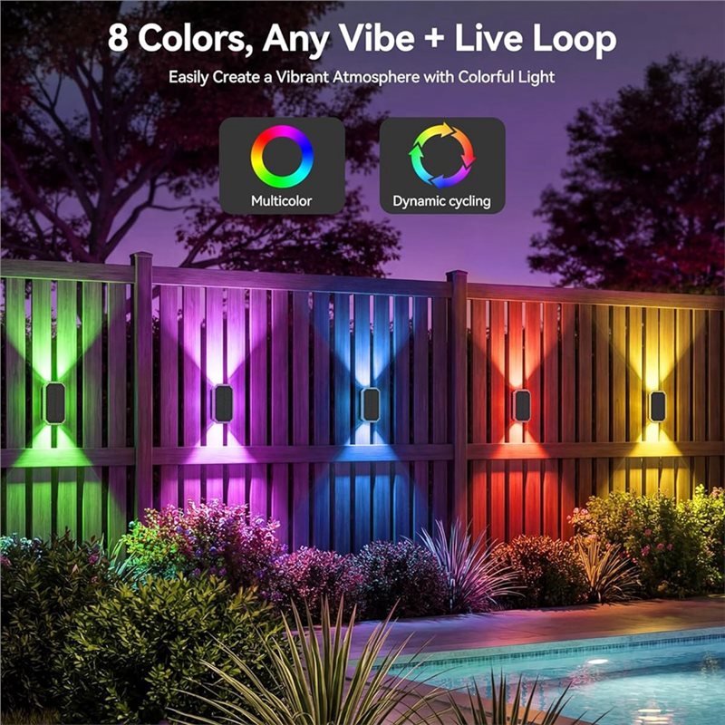 AB66-6PCS RGB Solar Fence Ligh - Outdoor Power Direct 评论和价格